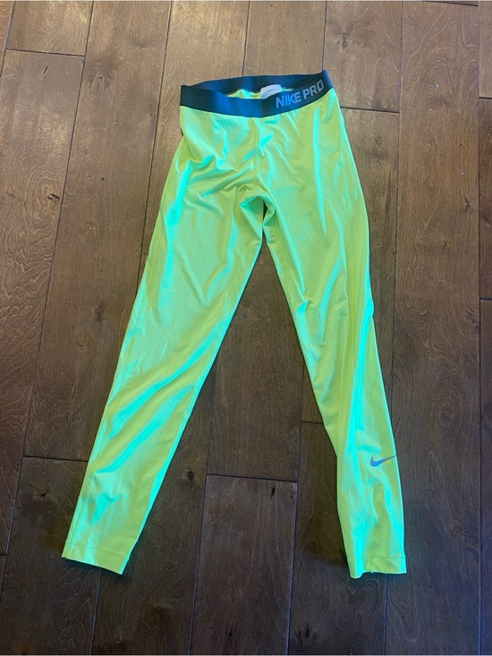 Nike Pants - Nike Neon Yellow/Gray Pro Waistband Training Leggings size M, like new!